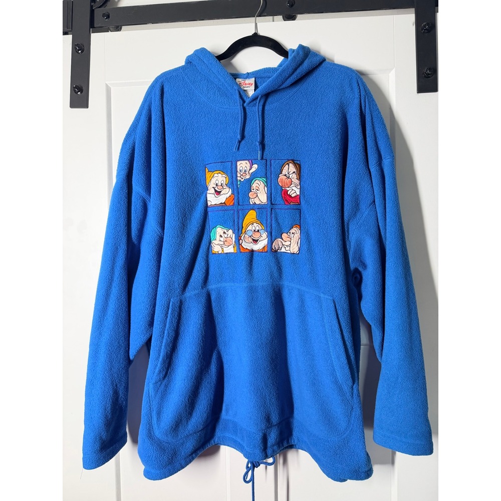 Disney Store Seven Dwarfs Fleece Hoodie Women XXL Blue Excellent Embroidered